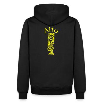 TIKI AITO "YELLOW" - Männer Premium Bio Hoodie - Schwarz - Hinten - Nico (187cm)