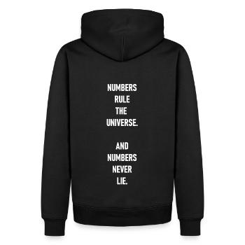 Numbers rule the universe and numbers never lie - Männer Premium Bio Hoodie - Schwarz - Hinten - Nico (187cm)