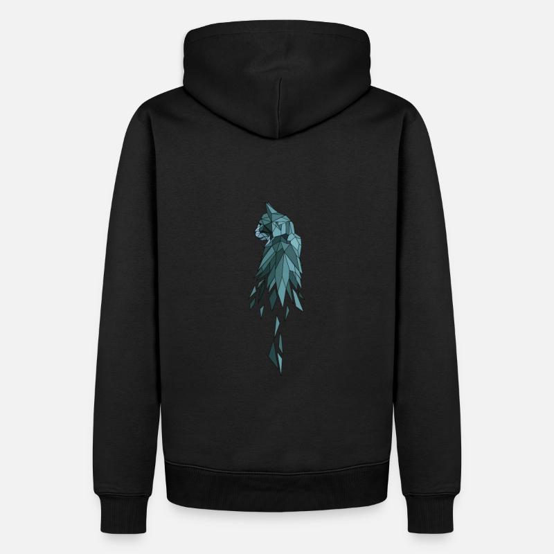 Chat polygone bleu - Sweat à capuche Premium bio Homme - noir