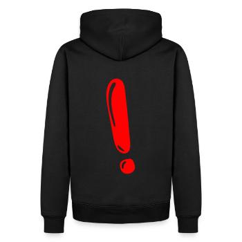 Achtung, Warnung, Aufpassen - Männer Premium Bio Hoodie - Schwarz - Hinten - Nico (187cm)