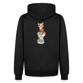 Renard sur pile de livres - Sweat à capuche Premium bio Homme - noir - Dos - Nico (187cm)