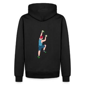 Klettern, bouldern, Sportklettern, Kletterwand - Männer Premium Bio Hoodie - Schwarz - Hinten - Nico (187cm)