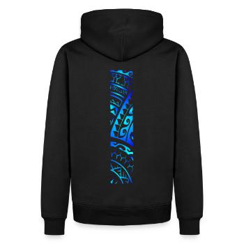 REVA (Lagunenblau) - Männer Premium Bio Hoodie - Schwarz - Hinten - Nico (187cm)