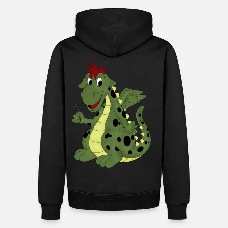 Dragon écarquillé vert - Sweat à capuche Premium bio Homme - noir