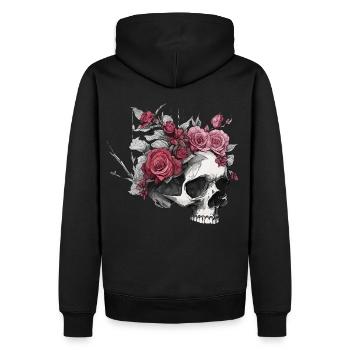 Skull with Roses - Men’s Premium Organic Hoodie - black - Back - Nico (187cm)