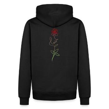 Visage de femme et rose floral ligne - Sweat à capuche Premium bio Homme - noir - Dos - Nico (187cm)