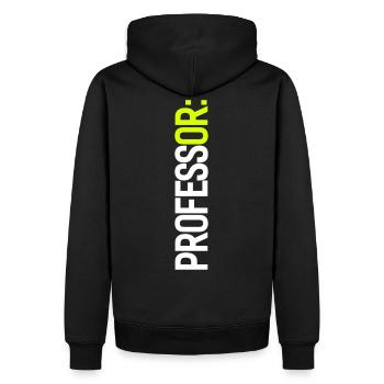 PROFESSOR: (eller mig!) - Herre Premium økologisk hoodie - sort - Bagpå - Nico (187cm)