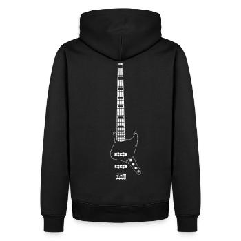 Bass - Männer Premium Bio Hoodie - Schwarz - Hinten - Nico (187cm)