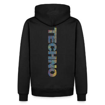 Hard Techno | | techno sombre Techno acide - Sweat à capuche Premium bio Homme - noir - Dos - Nico (187cm)