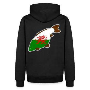 wales carp - Men’s Premium Organic Hoodie - black - Back - Nico (187cm)