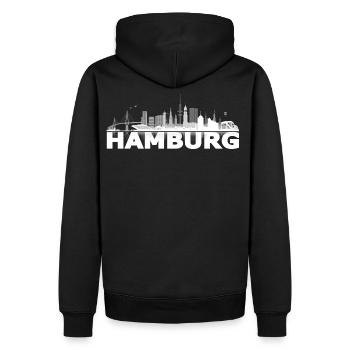 waterkant05_02hell - Männer Premium Bio Hoodie - Schwarz - Hinten - Nico (187cm)