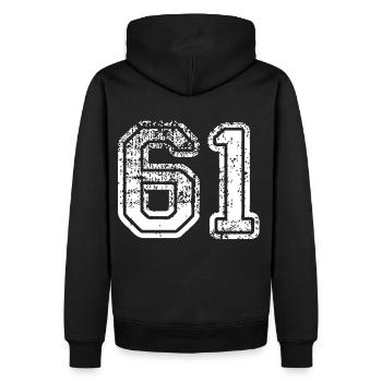 61 - Männer Premium Bio Hoodie - Schwarz - Hinten - Nico (187cm)