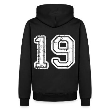 19 - Männer Premium Bio Hoodie - Schwarz - Hinten - Nico (187cm)