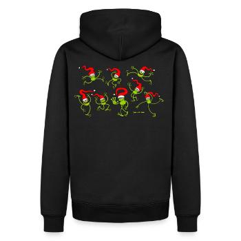 Grenouilles dansent et fêtent Noël joyeusement - Sweat à capuche Premium bio Homme - noir - Dos - Nico (187cm)