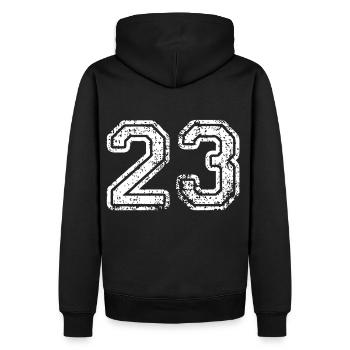 23 - Men’s Premium Organic Hoodie - black - Back - Nico (187cm)