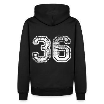 36 - Men’s Premium Organic Hoodie - black - Back - Nico (187cm)