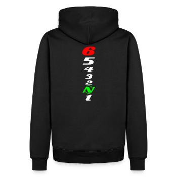 Boite de vitesses moto - Sweat à capuche Premium bio Homme - noir - Dos - Nico (187cm)