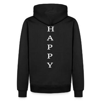 Happy ! Was sonst? ...also trage es nach außen! - Männer Premium Bio Hoodie - Schwarz - Hinten - Nico (187cm)