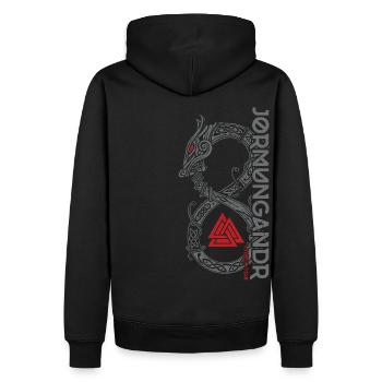 Serpent du monde viking Serpent de Midgard - Sweat à capuche Premium bio Homme - noir - Dos - Nico (187cm)