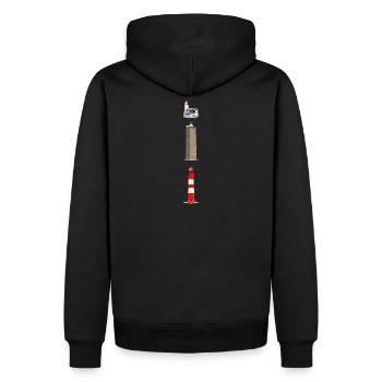 Phares Ameland, Terschelling, Marches - Sweat à capuche Premium bio Homme - noir - Dos - Nico (187cm)