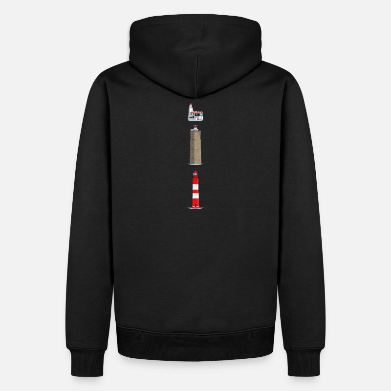 Phares Ameland, Terschelling, Marches - Sweat à capuche Premium bio Homme - noir