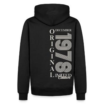 45e anniversaire Original Décembre Vintage 1978 - Sweat à capuche Premium bio Homme - noir - Dos - Nico (187cm)