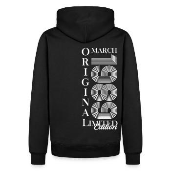 35e cadeau d’anniversaire Original mars 1989 - Sweat à capuche Premium bio Homme - noir - Dos - Nico (187cm)