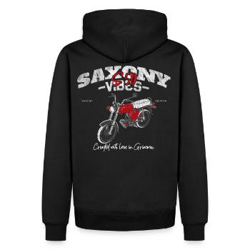 Saxony Vibes - Grimma Vibes - S50 - S51 - Simson - Sweat à capuche Premium bio Homme - noir - Dos - Nico (187cm)