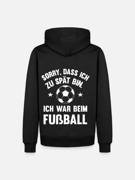 Ich war beim Fußball - Männer Premium Bio Hoodie - Schwarz