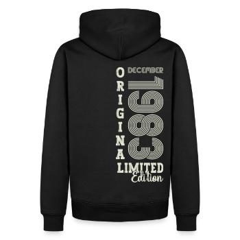 Cadeau original du 39e anniversaire de décembre 1983 - Sweat à capuche Premium bio Homme - noir - Dos - Nico (187cm)