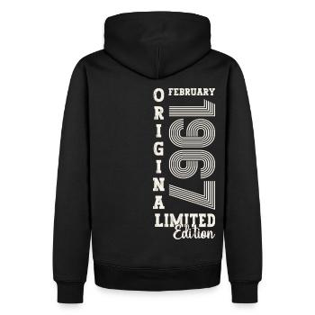 February born 1967 56th birthday gift man - Men’s Premium Organic Hoodie - black - Back - Nico (187cm)