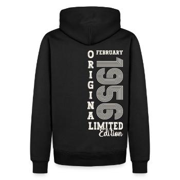 Février né en 1956 67e anniversaire cadeau homme - Sweat à capuche Premium bio Homme - noir - Dos - Nico (187cm)