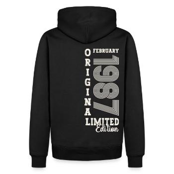 Février né 1987 36ème anniversaire cadeau homme - Sweat à capuche Premium bio Homme - noir - Dos - Nico (187cm)