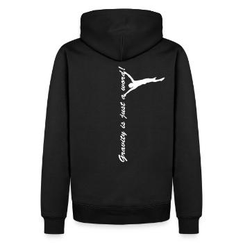 Gravity is just a word! - Men’s Premium Organic Hoodie - black - Back - Nico (187cm)
