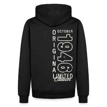 77th Birthday Gift Husband October Vintage 1946 - Men’s Premium Organic Hoodie - black - Back - Nico (187cm)