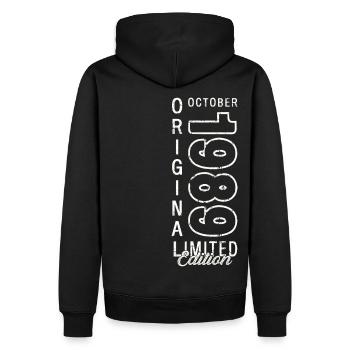 34ème Anniversaire Cadeau Mari Octobre Millésime 1989 - Sweat à capuche Premium bio Homme - noir - Dos - Nico (187cm)