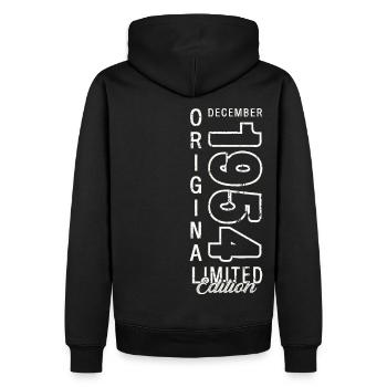 69e anniversaire Original Décembre Né 1954 - Sweat à capuche Premium bio Homme - noir - Dos - Nico (187cm)