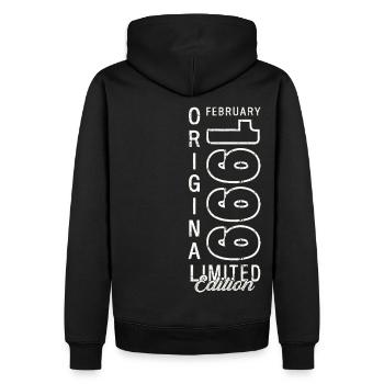 25e anniversaire Original Février Année 1999 - Sweat à capuche Premium bio Homme - noir - Dos - Nico (187cm)