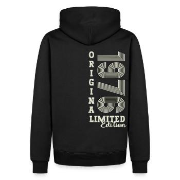 Cadeau original vintage 1976 46ème anniversaire - Sweat à capuche Premium bio Homme - noir - Dos - Nico (187cm)