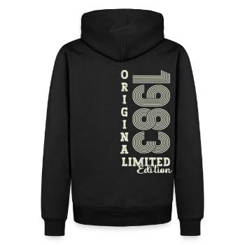 Cadeau original vintage 1983 39ème anniversaire - Sweat à capuche Premium bio Homme - noir - Dos - Nico (187cm)