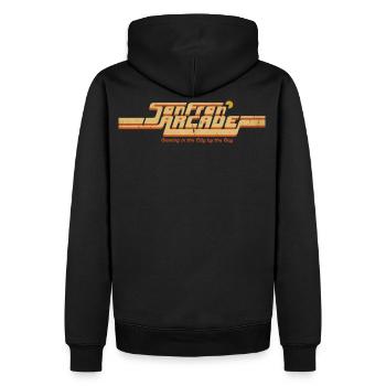 SanFran Arcade (for darkshirts) - Männer Premium Bio Hoodie - Schwarz - Hinten - Nico (187cm)