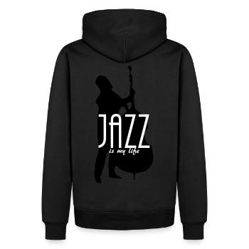 jazz is my life - Männer Premium Bio Hoodie - Schwarz - Hinten - Nico (187cm)