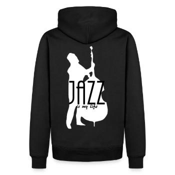 jazz is my life - Männer Premium Bio Hoodie - Schwarz - Hinten - Nico (187cm)