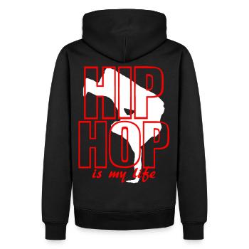 hip hop is my life - Männer Premium Bio Hoodie - Schwarz - Hinten - Nico (187cm)