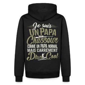 T-shirt Chasse - Papa Chasseur Plus Cool - Sweat à capuche Premium bio Homme - noir - Dos - Nico (187cm)