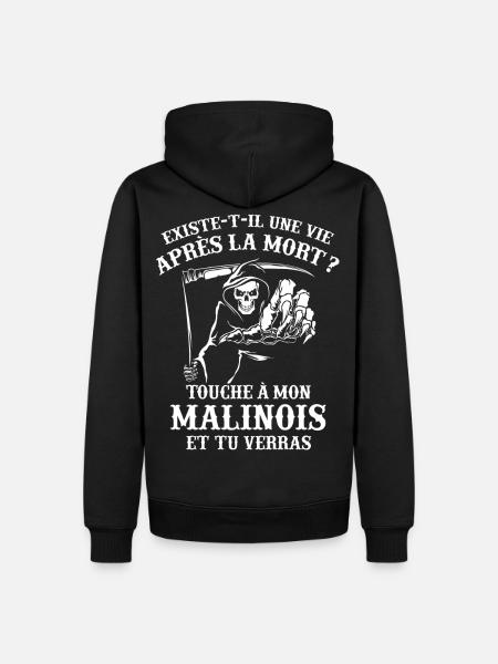 T-shirt Chien - Touche à mon Malinois - Sweat à capuche Premium bio Homme - noir