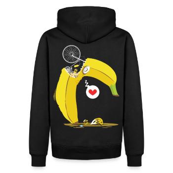 Rennrad Banane - Männer Premium Bio Hoodie - Schwarz - Hinten - Nico (187cm)