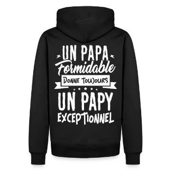 Father's Day T-shirt - An Exceptional Papy - Men’s Premium Organic Hoodie - black - Back - Nico (187cm)
