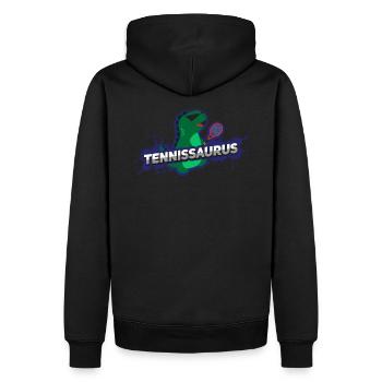 Tennissaurus Tennissaurier Tennis T-Rex Dino - Männer Premium Bio Hoodie - Schwarz - Hinten - Nico (187cm)