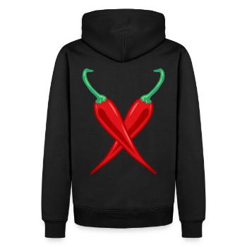 Chili Peperoni Scharf - Männer Premium Bio Hoodie - Schwarz - Hinten - Nico (187cm)
